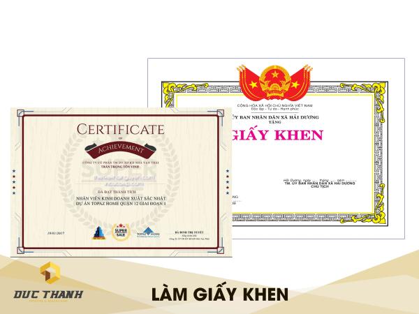 Xưởng in bằng khen, giấy khen, giấy chứng nhận Hà Nội
