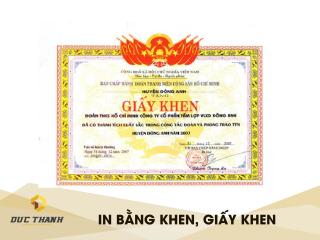 Xưởng in bằng khen, giấy khen, giấy chứng nhận Hà Nội