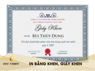 Xưởng in bằng khen, giấy khen, giấy chứng nhận Hà Nội