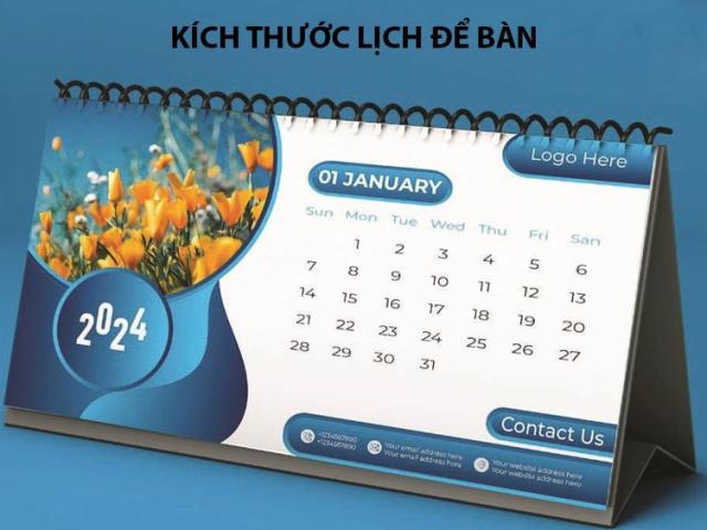 Kích thước lịch để bàn tiêu chuẩn phổ biến nhất 2025