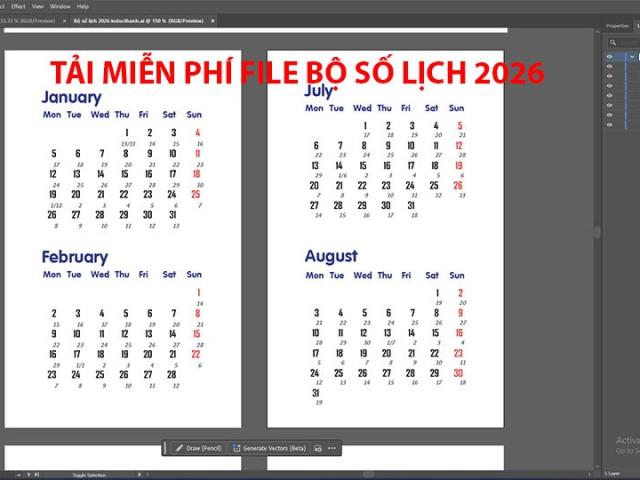 Tải miễn phí File Vector bộ số lịch âm dương 2026