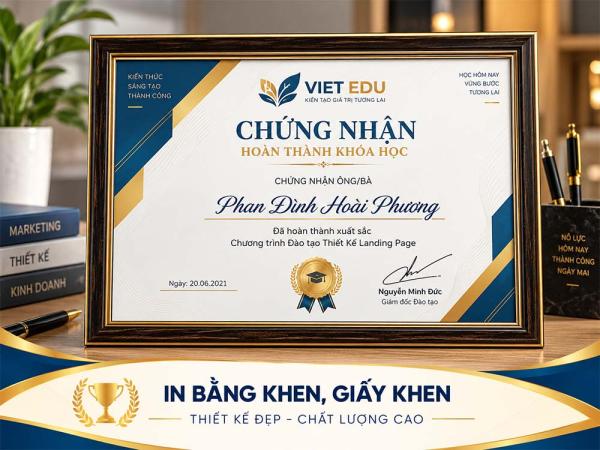 Xưởng in bằng khen, giấy khen, giấy chứng nhận Hà Nội