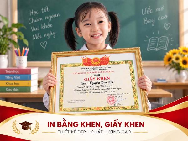Xưởng in bằng khen, giấy khen, giấy chứng nhận Hà Nội