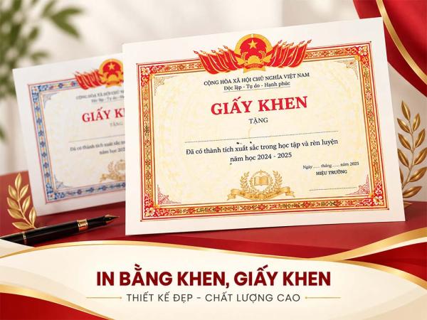 Xưởng in bằng khen, giấy khen, giấy chứng nhận Hà Nội