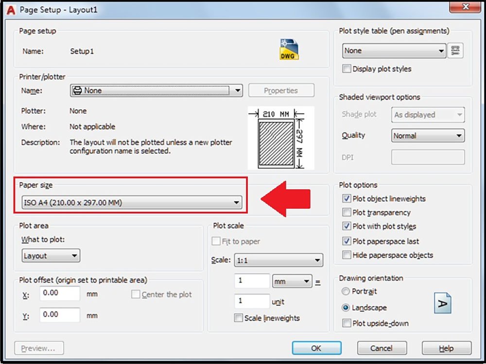 Cách chọn khổ giấy A0 trong AutoCad 1