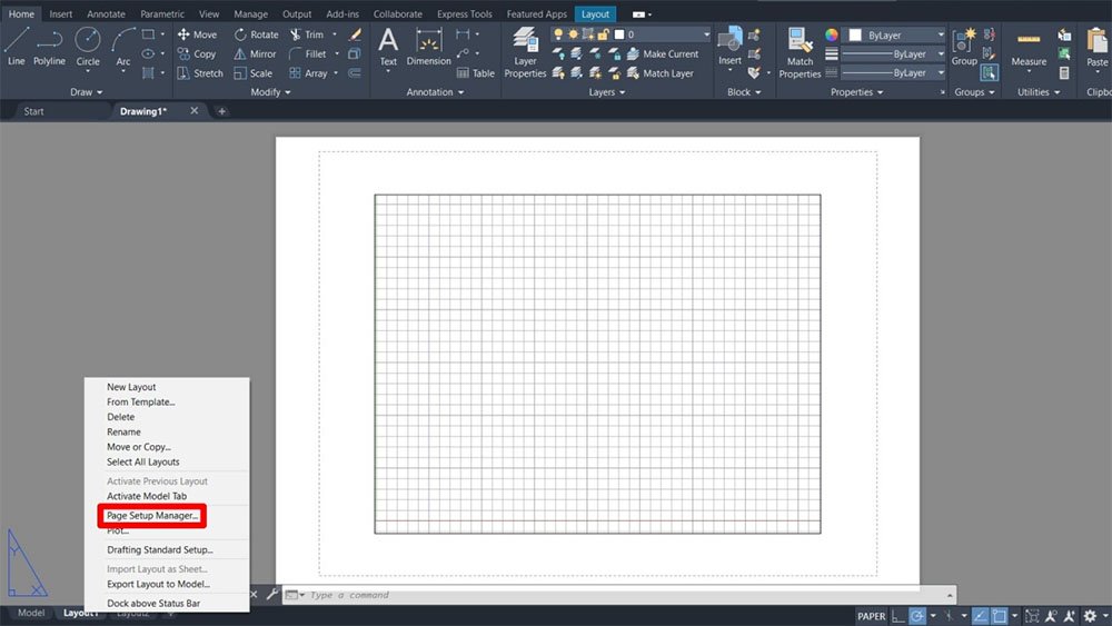 Cách chọn giấy kích thước khổ giấy A1 trong AutoCAD