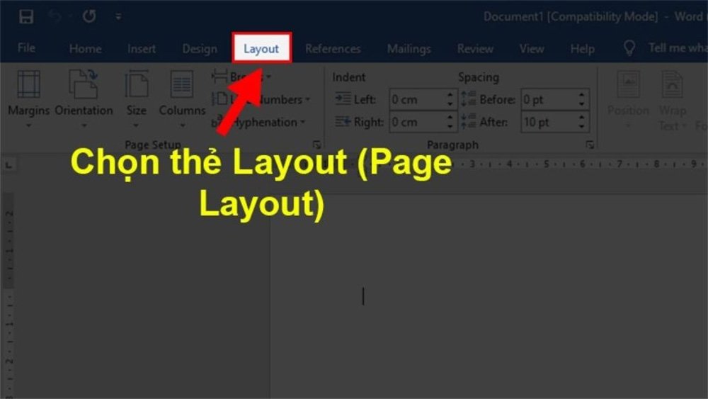 Chọn thẻ Layout