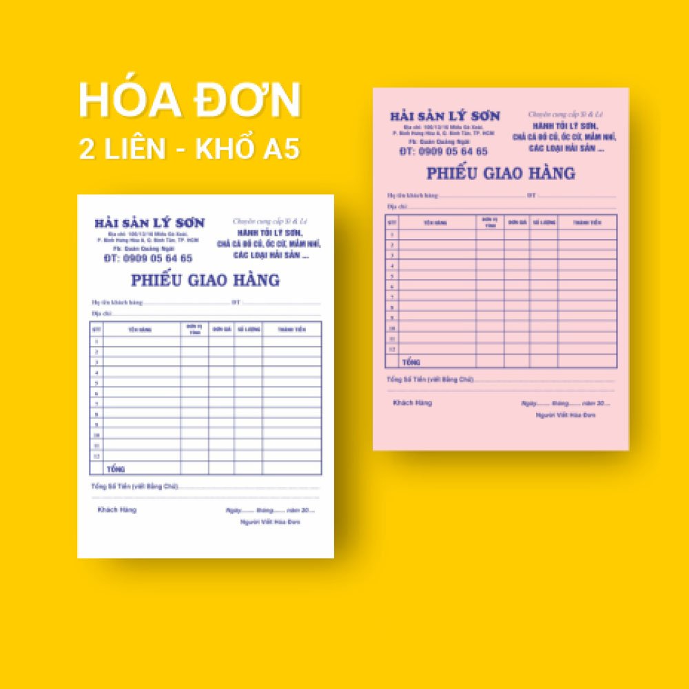 In hướng dẫn sử dụng, hoá đơn bán hàng trên khổ giấy a5