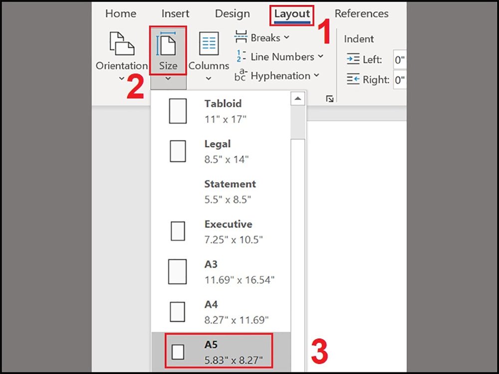 Tùy chỉnh size thành khổ giấy A5