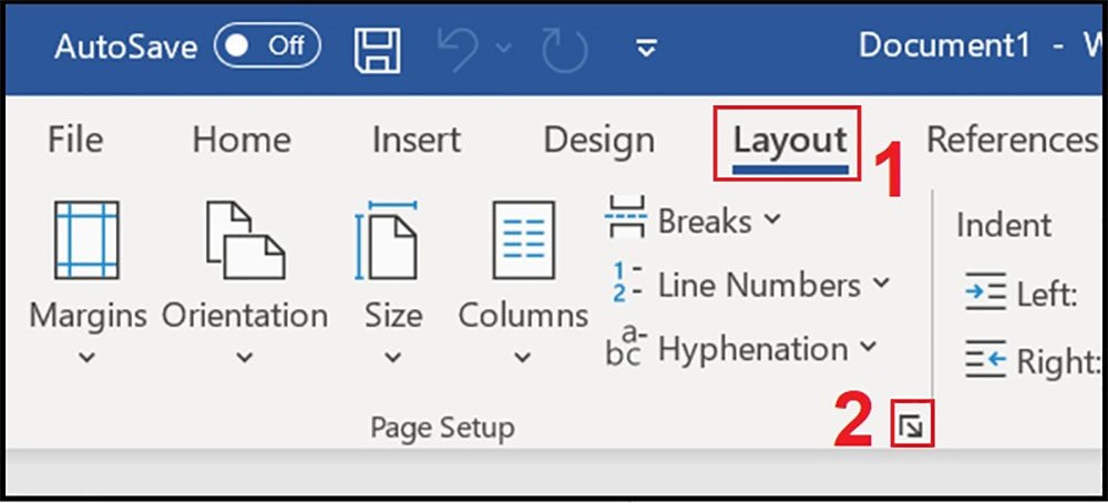 Mở page setup đặt khổ giấy A6 thành mặc định
