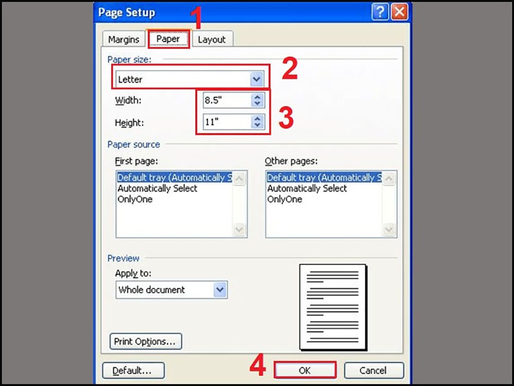 Chọn khổ giấy A6 trên Word 2003