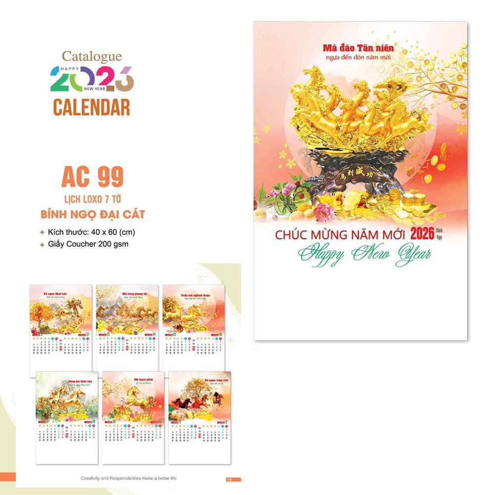 Lịch 5 tờ – 7 tờ – 13 tờ (lịch bloc nhỏ)