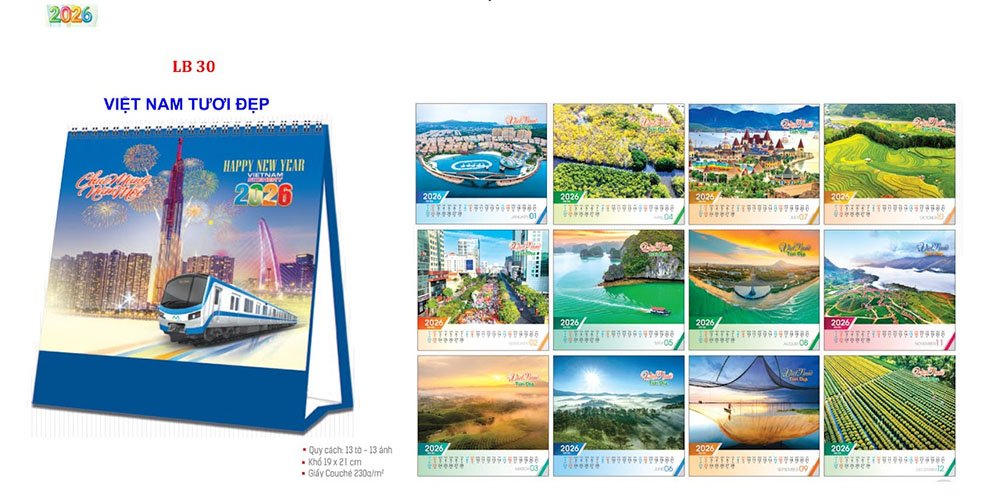Mẫu lịch để bàn 2026 24