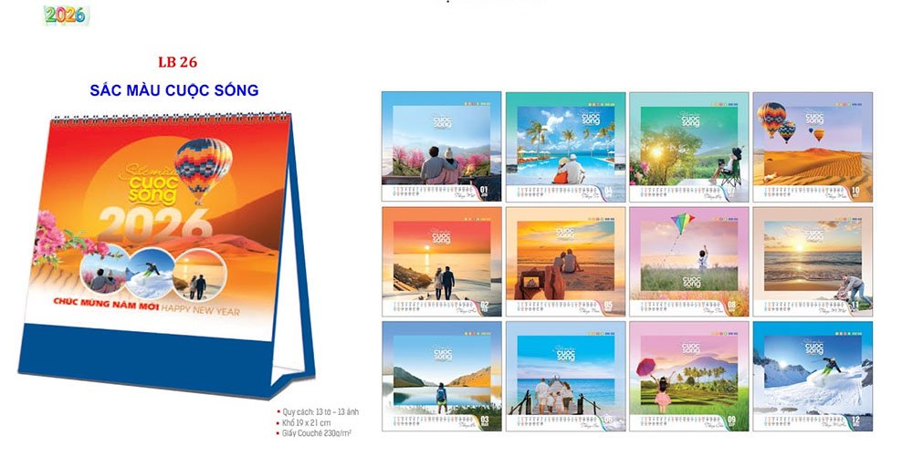Mẫu lịch để bàn 2026 26