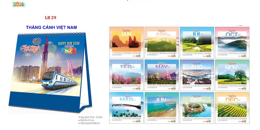 Mẫu lịch để bàn 2026 28