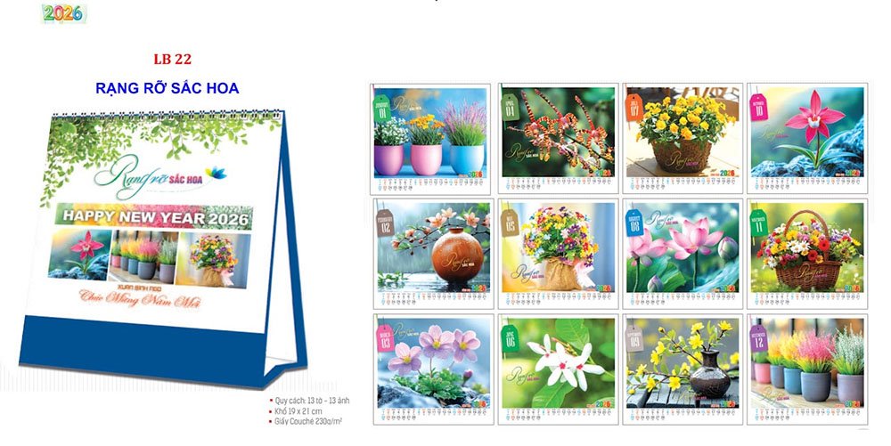 Mẫu lịch để bàn 2026 25