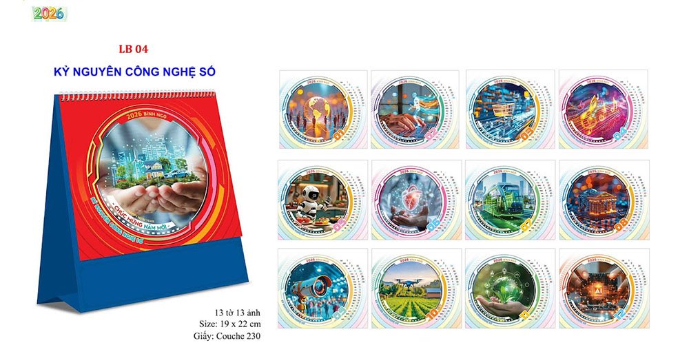 Mẫu lịch để bàn 2026 1