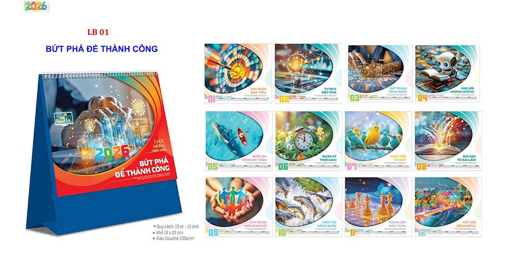 Mẫu lịch để bàn 2026