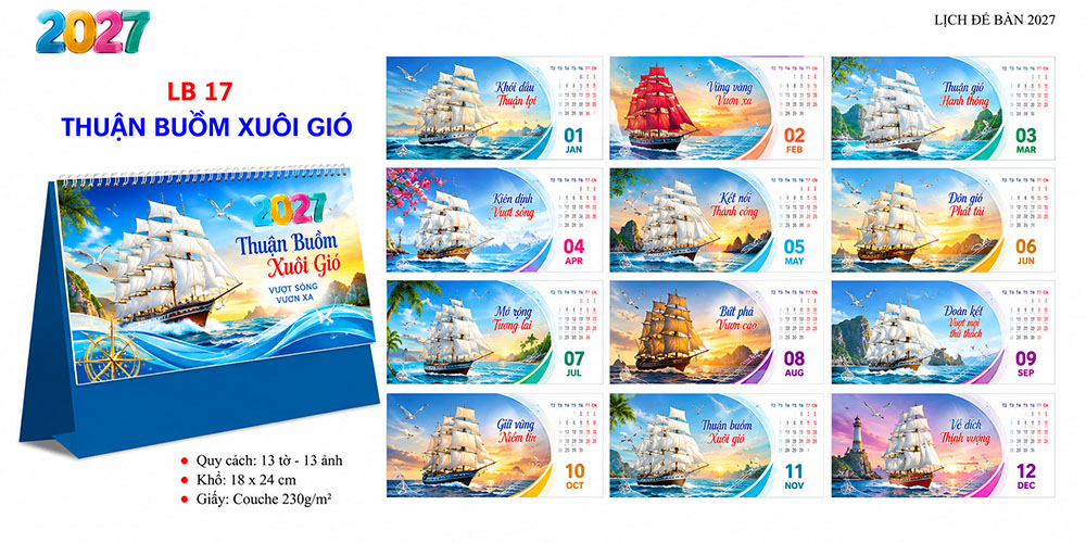 Mẫu lịch để bàn 2027 29