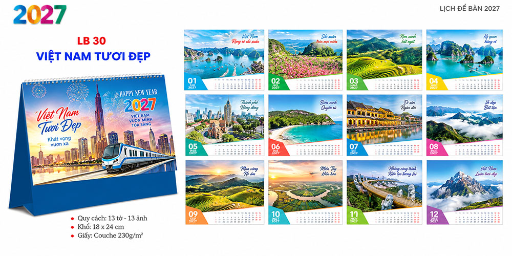 Mẫu lịch để bàn 2027 25