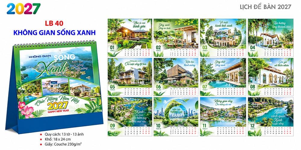 Mẫu lịch để bàn 2027 11
