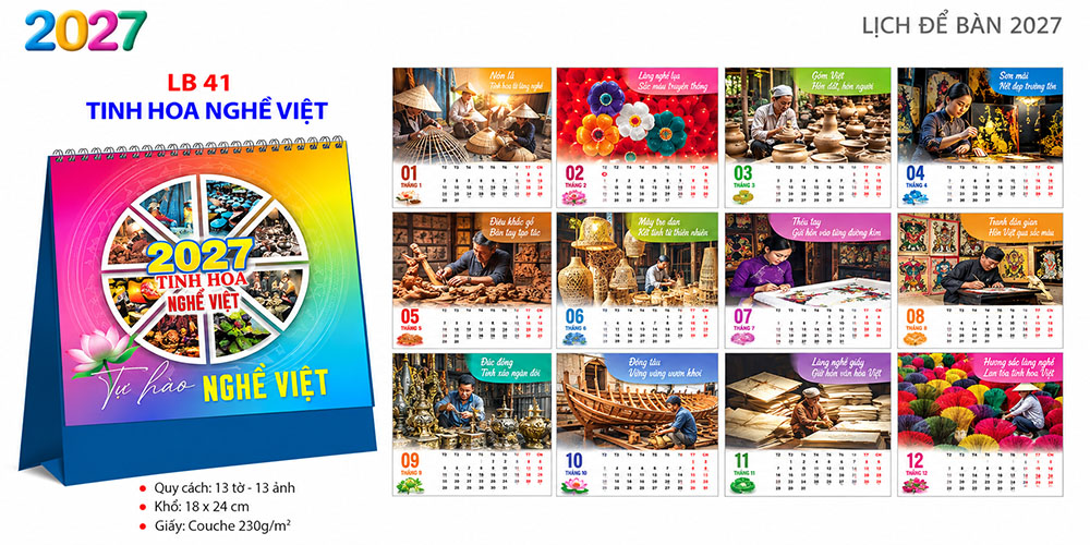 Mẫu lịch để bàn 2027 10