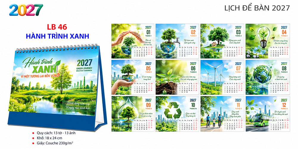 Mẫu lịch để bàn 2027 8