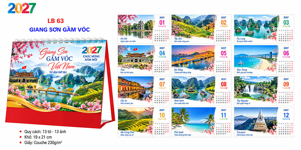 Mẫu lịch để bàn 2027