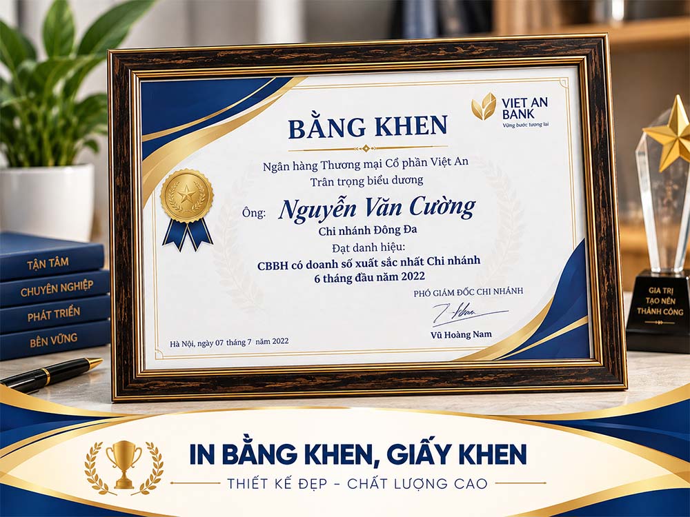 giấy khen nhân viên xuất sắc